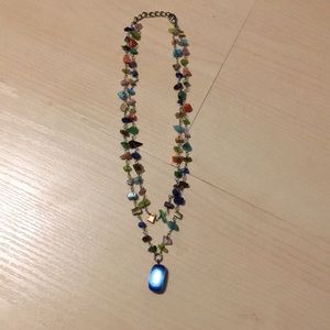 Multicolored stones double strand necklace